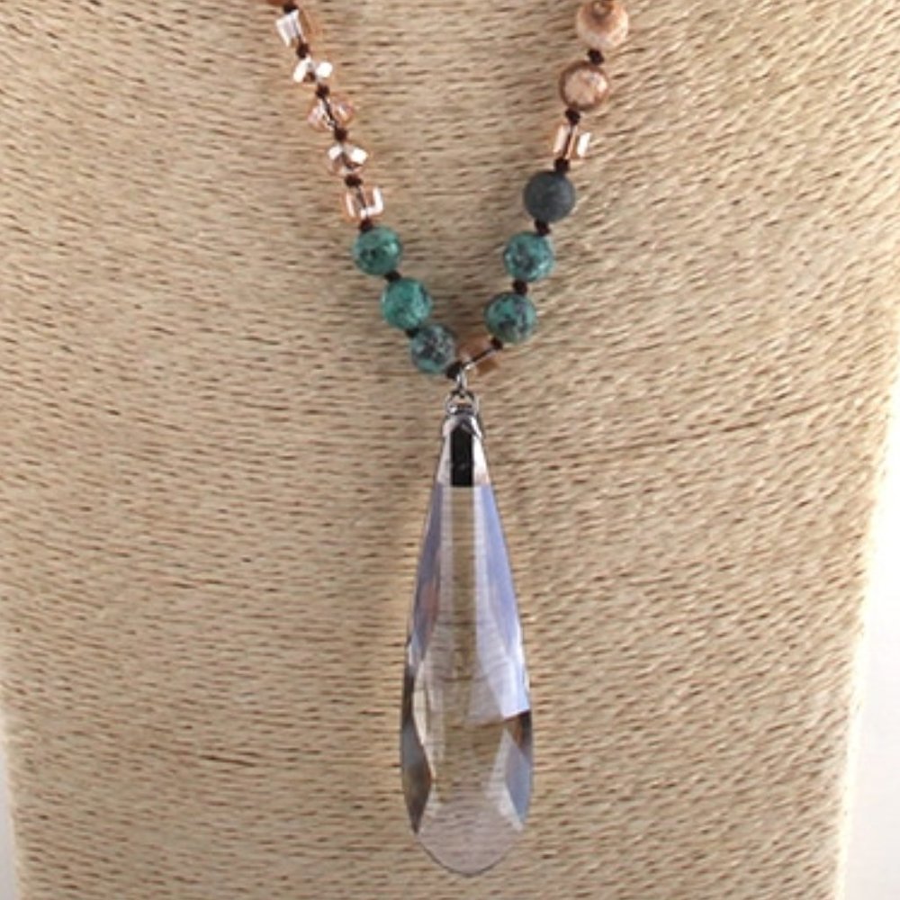 Glass Drop Stone Statement Necklace